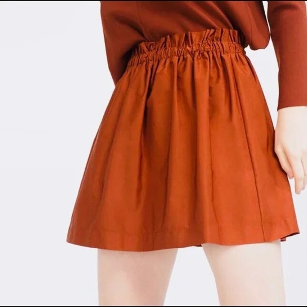 Zara Woman Burnt Orange A-line Paperbag Mini Skirt Medium
